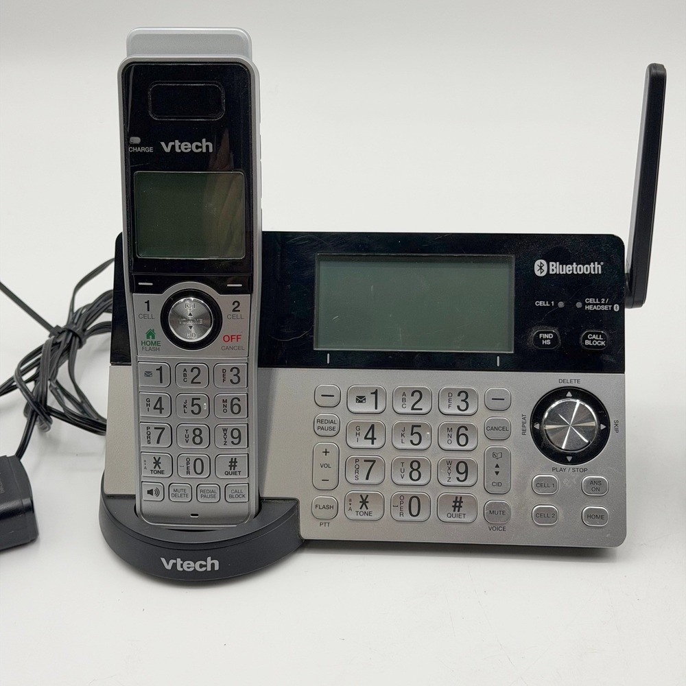 VTech Cordless Phone Bluetooth Smart Call Answering System Silver 2 handsets